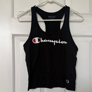 Champion Black Tank with White Script Logo